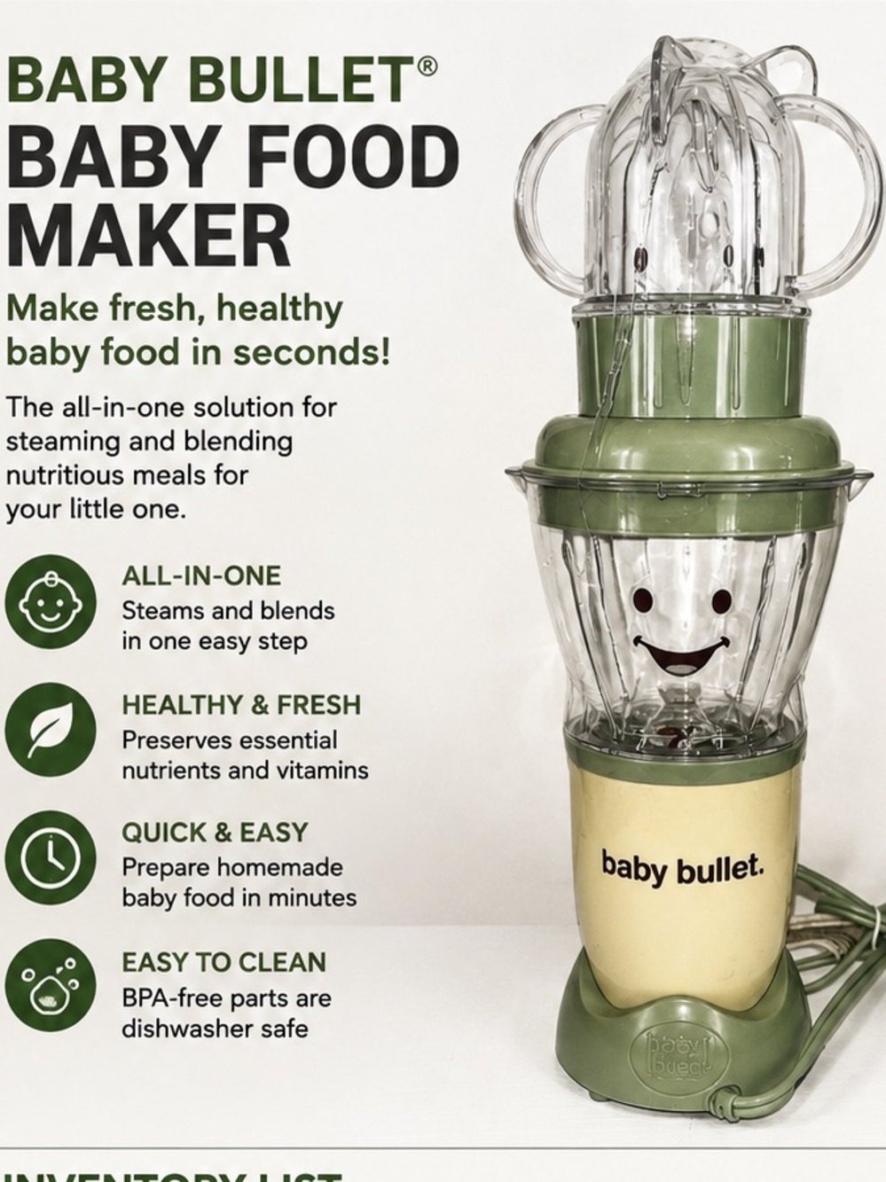 BABY BULLET- Baby Food Maker -NWO BOX